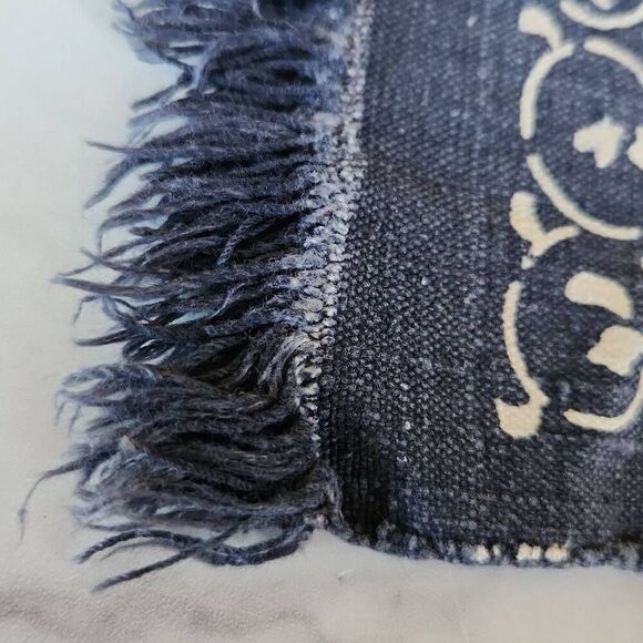 Geese canvas table cloth navy blue cream floral fringe trim bird aviary 1 piece - Picture 3 of 4